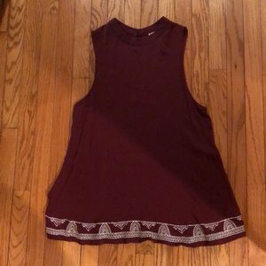 Mossimo Burgundy Slvls Tunic Dress w/ Embroidery